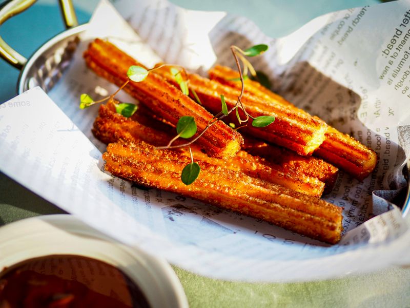 Churros with chocolate dipping sauce at Cafe Rio